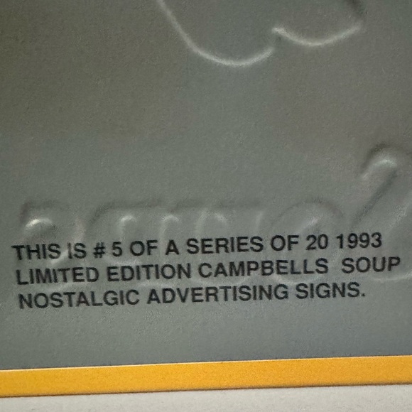1993 Campbell’s Soup Metal Sign “She Knows” #5 of 20 Vintage AAA Co - Picture 7 of 8